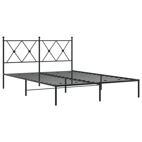 Vidaxl bedframe met hoofdbord metaal zwart 135x190 cm