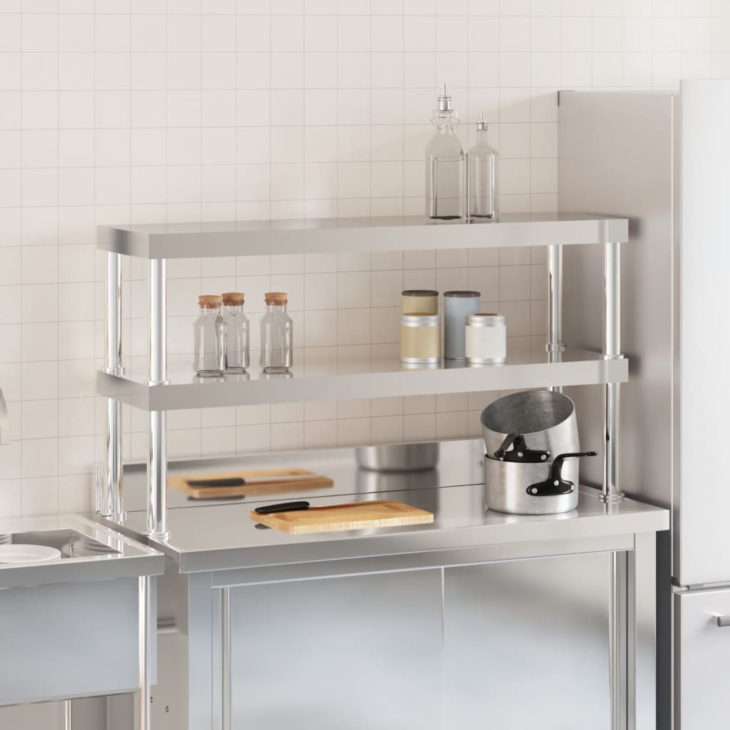 Vidaxx Erhöhung für Arbeitstisch 2-lagig 110x30x65 cm Edelstahl