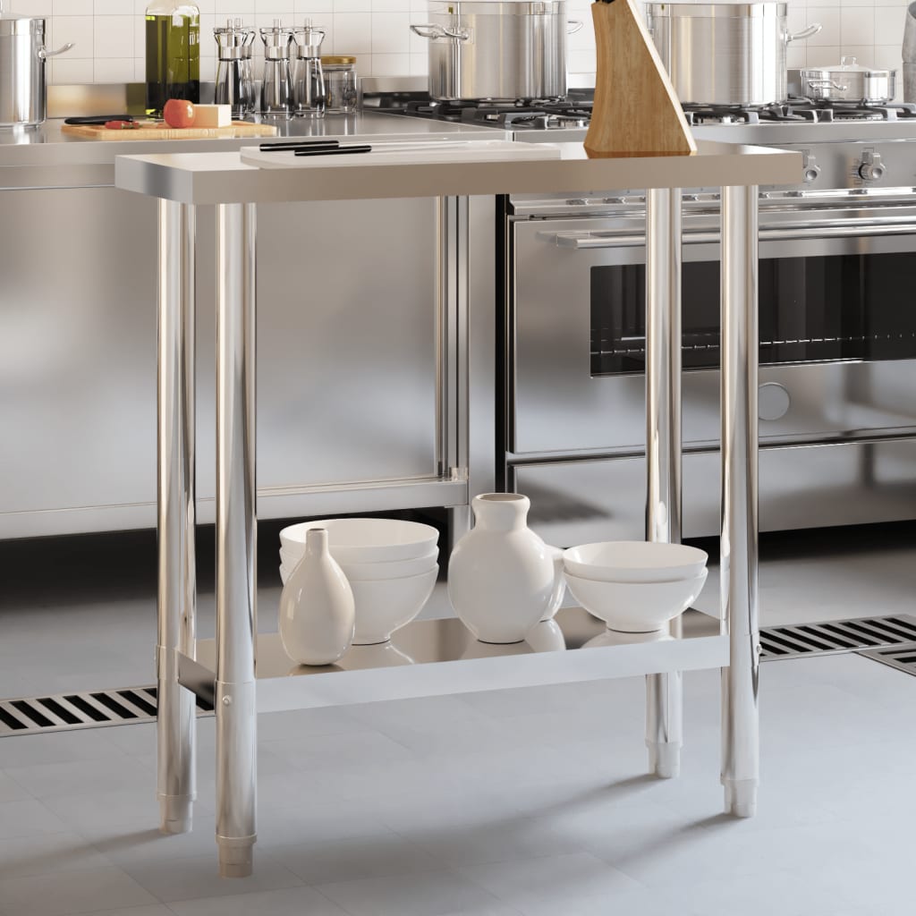 Vidaxl Kitchenwork Table 82.5x30x85 cm de acero inoxidable