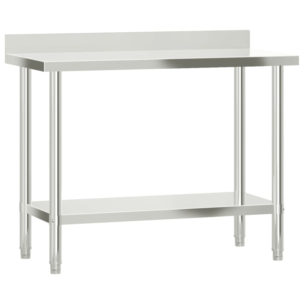 Vidaxl Kitchenwork Table med sprutskjerm 110x55x93 cm rustfritt stål