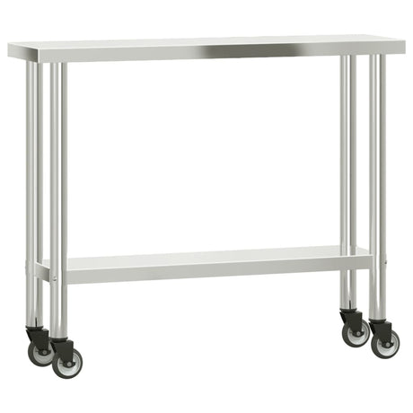 Vidaxx Küchenarbeitstisch mit Rollen 110x30x85 cm Edelstahl