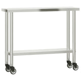 Vidaxl Kitchenwork table with wheels 110x30x85 cm Stainless steel