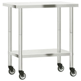 Table des travaux de cuisine Vidaxl avec roues 82.5x55x85 cm en acier inoxydable