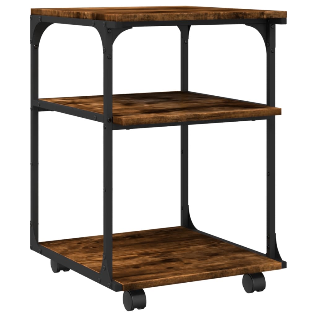 Vidaxx Druckerschrank 3-schichtig 43x48x64 cm verarbeitetes Holz, geräucherte Eiche