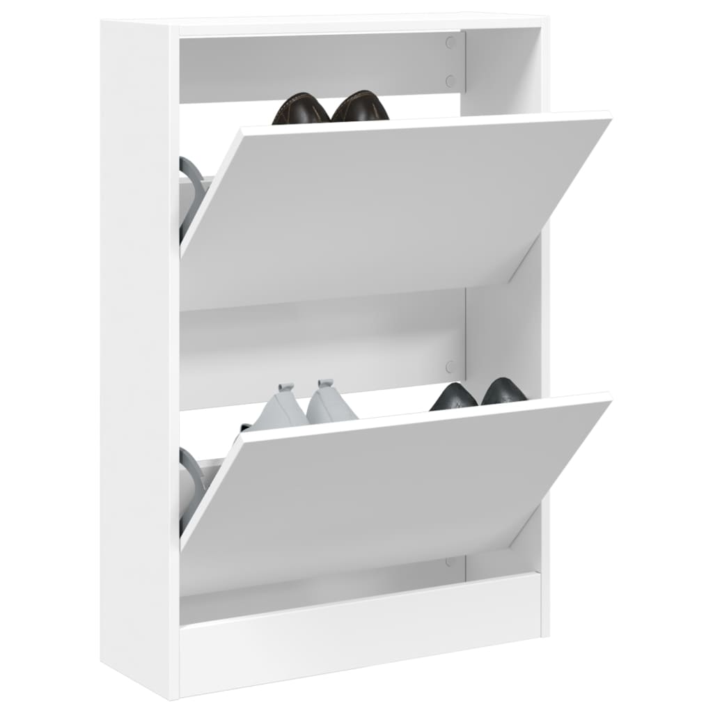 Gabinete de zapatos Vidaxl 60x21x87.5 cm de madera procesada blanca