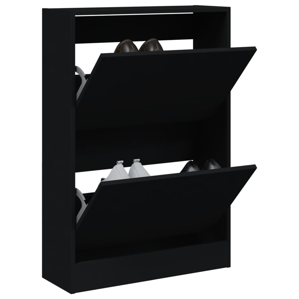 Gabinete de zapatos Vidaxl 60x21x87.5 cm de madera propiedad de negro