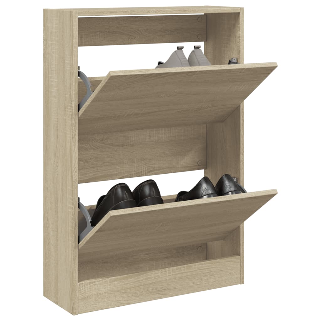 Gabinete de zapatos Vidaxl 60x21x87.5 cm de madera procesada Sonoma Oak coloreed