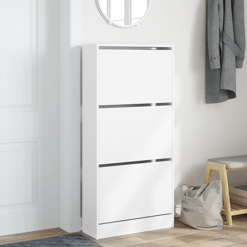 Vidaxl Shoe Cabinet 60x21x125,5 cm Property Wood White