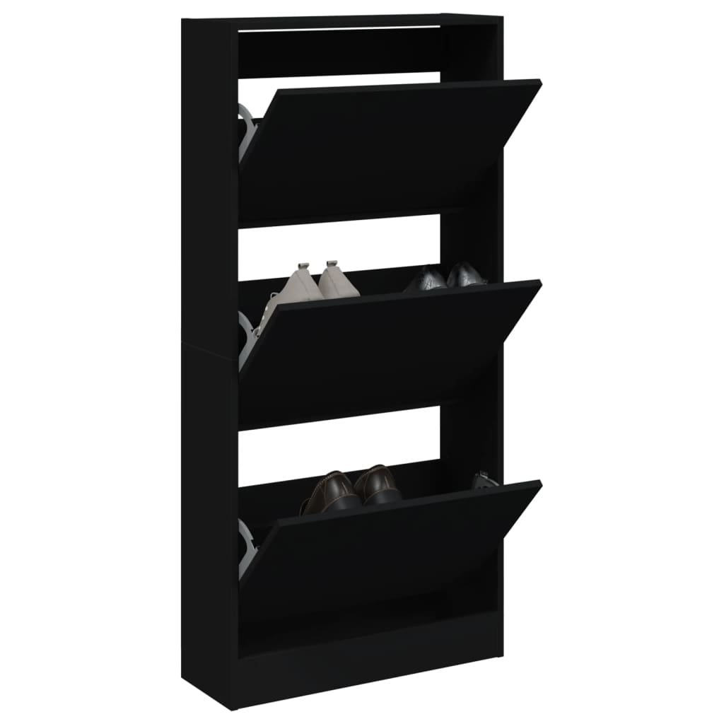 Vidaxl Shoe Cabinet 60x21x125,5 cm Property Wood Black