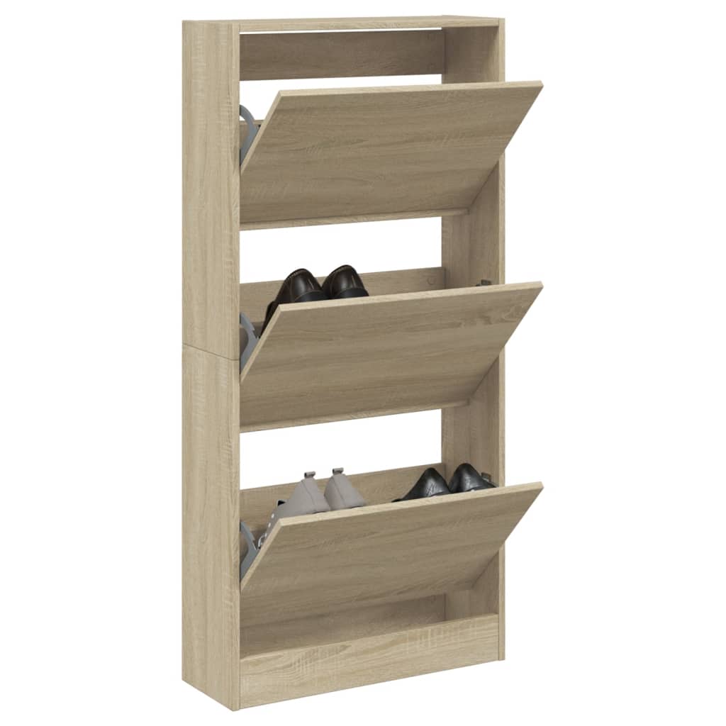 Vidaxl Shoe Cabinet 60x21x125,5 cm forarbejdet træ sonoma eg farvet