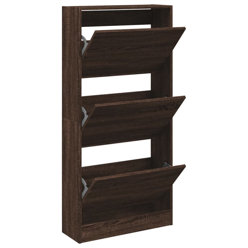 Vidaxl Shoe Cabinet 60x21x125,5 cm Property Wood Brown Oak Color