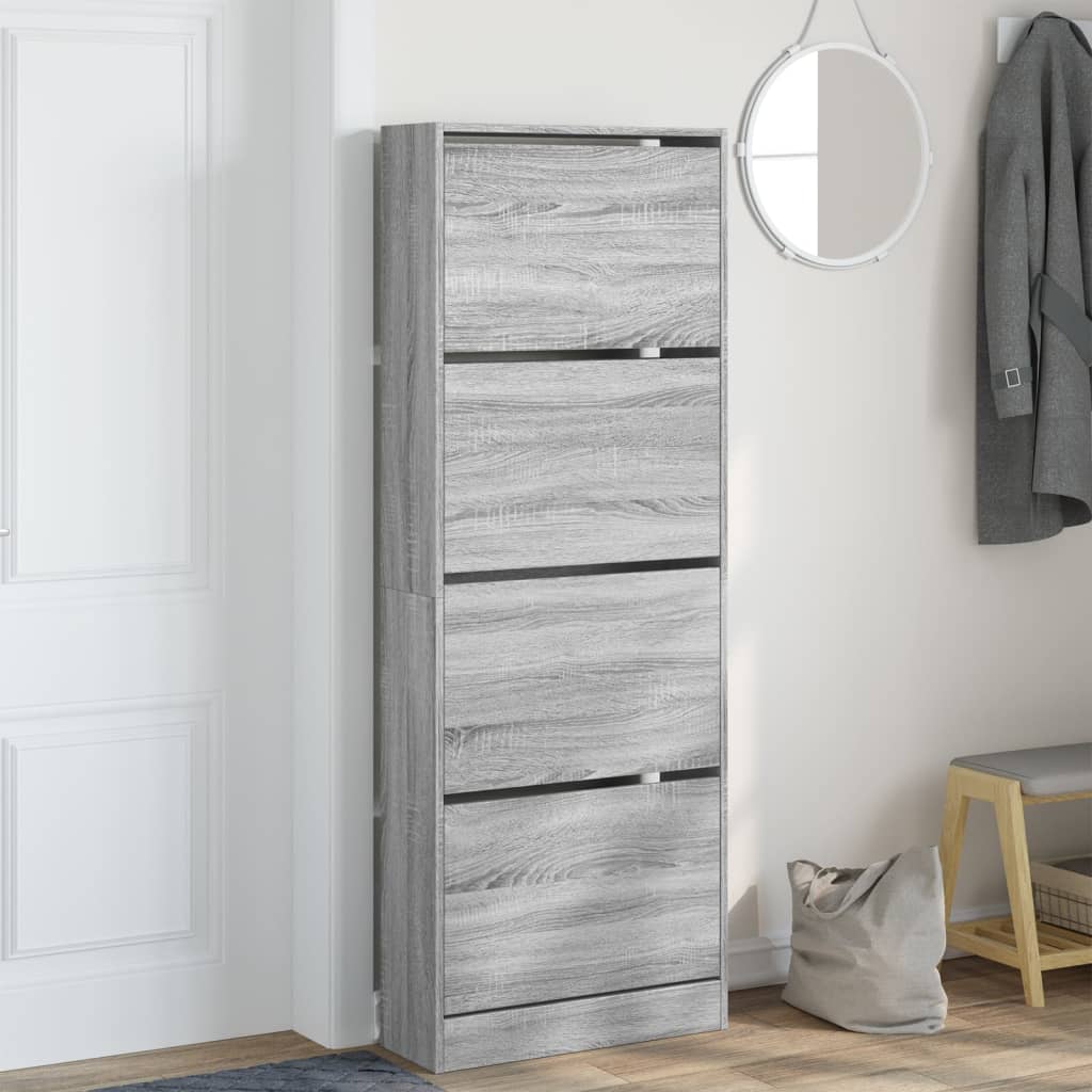 Vidaxl Cabinet da scarpe 60x21x163.5 cm Oak Sonoma in legno Grey