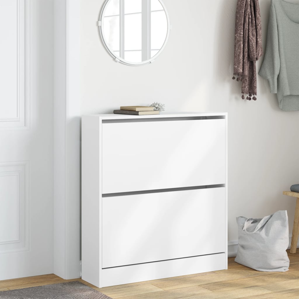 VidaXL Shoe cabinet 80x21x87.5 cm Processed Wood White