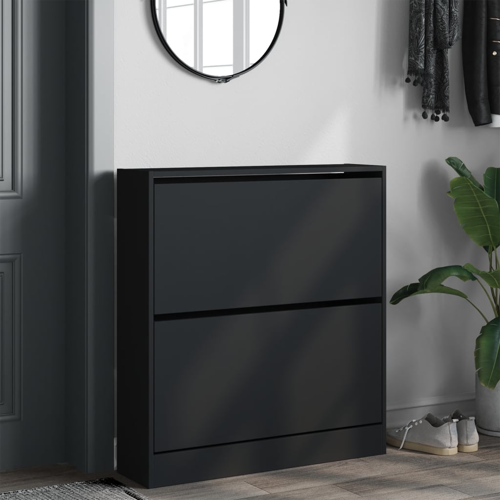 Vidaxl Shoe Cabinet 80x21x87,5 cm Property Wood Black