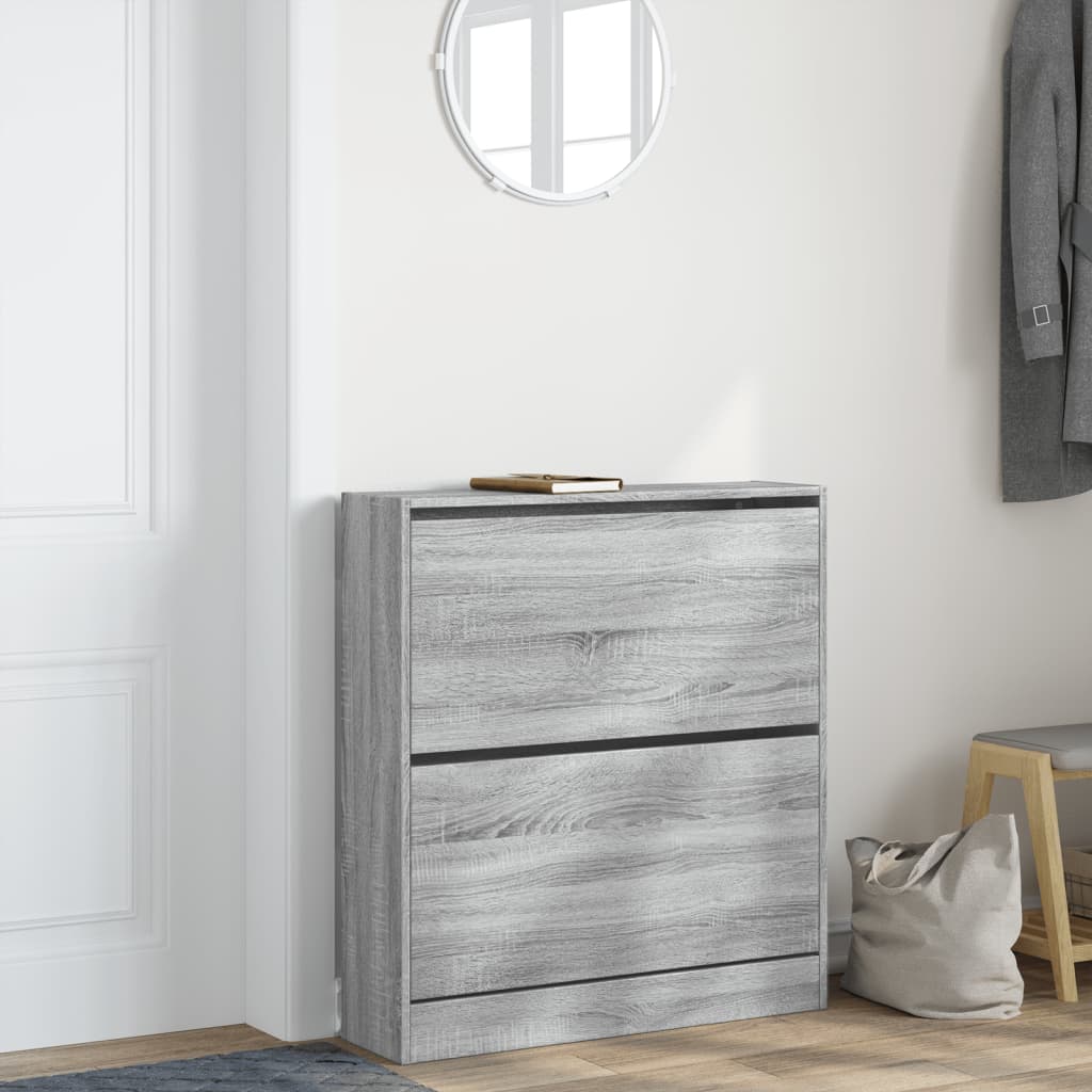 Vidaxl Shoe Cabinet 80x21x87,5 cm Property Wood Grey Sonoma Oak Color