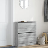 VidaXL Schuhschrank 80 x 21 x 87,5 cm, Holzwerkstoff, Farbe Sonoma-Eiche, Grau
