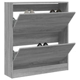 VidaXL Schuhschrank 80 x 21 x 87,5 cm, Holzwerkstoff, Farbe Sonoma-Eiche, Grau