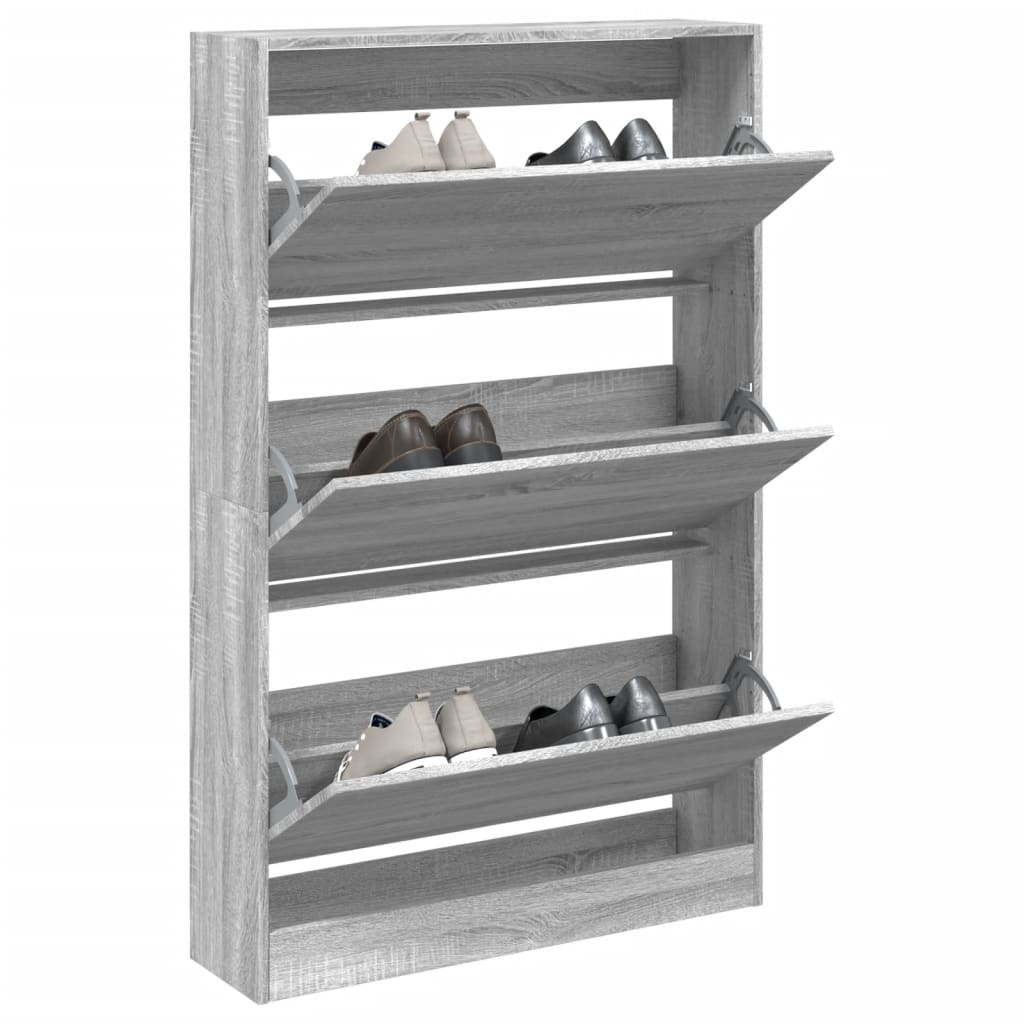 VIDAXL -Schuhschrank 80x21x125,5 cm Produkted Holzgrau Sonoma Eiche