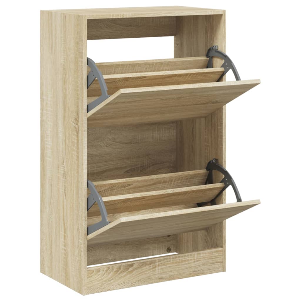 Armoire à chaussures Vidaxl 60x34x96,5 cm en bois de bois de chêne sonoma coloré