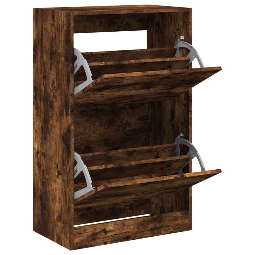 VidaXL shoe cabinet 60x34x96.5 cm Properted Wood Smoked Oak colored