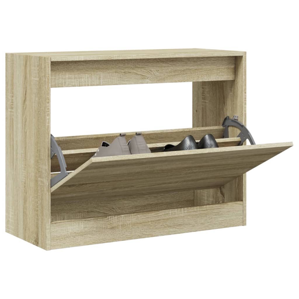 Armoire à chaussures vidaxl 80x34x63 cm en bois de bois de chêne sonoma coloré