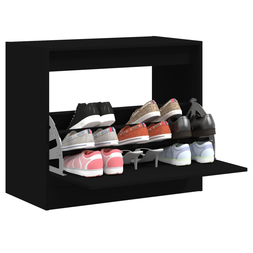 Vidaxl Shoe Cabinet 80x42x69 cm Property Wood Black