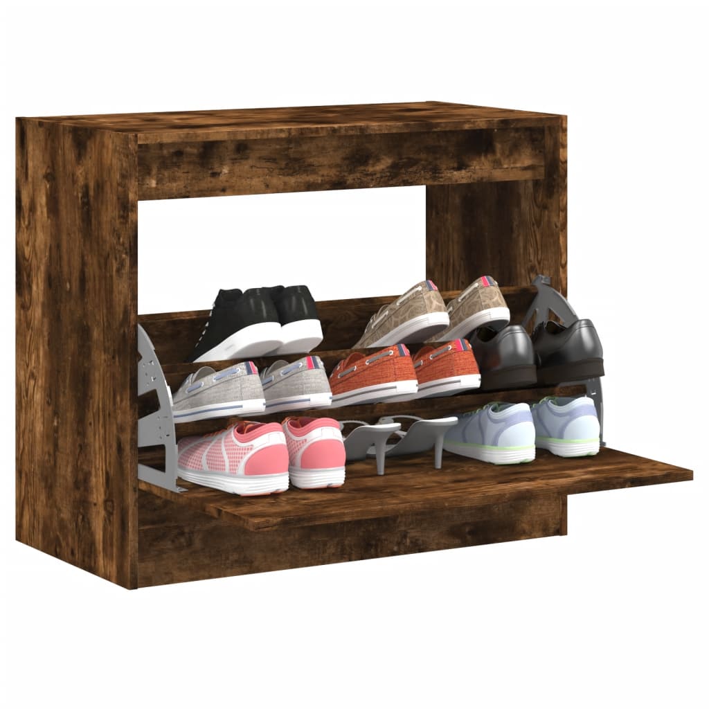 VidaXL shoe cabinet 80x42x69 cm processed wood smoked oak colored