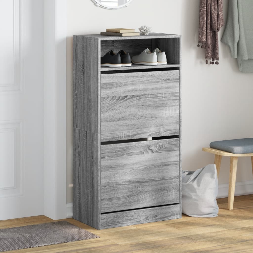 Vidaxl skoskap 60x34x116 cm kutt tre grå sonoma eikfarge