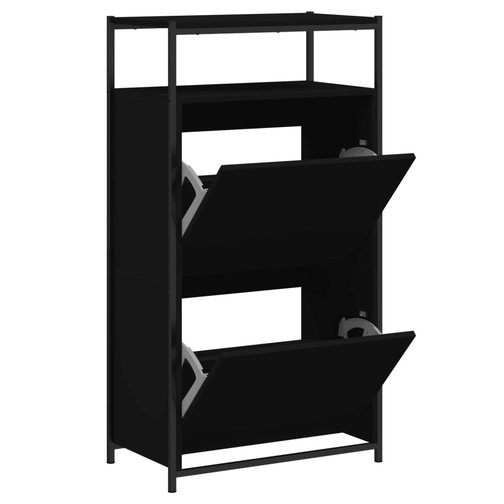 Vidaxl Shoe Cabinet 60x34x112 cm Property Wood Black