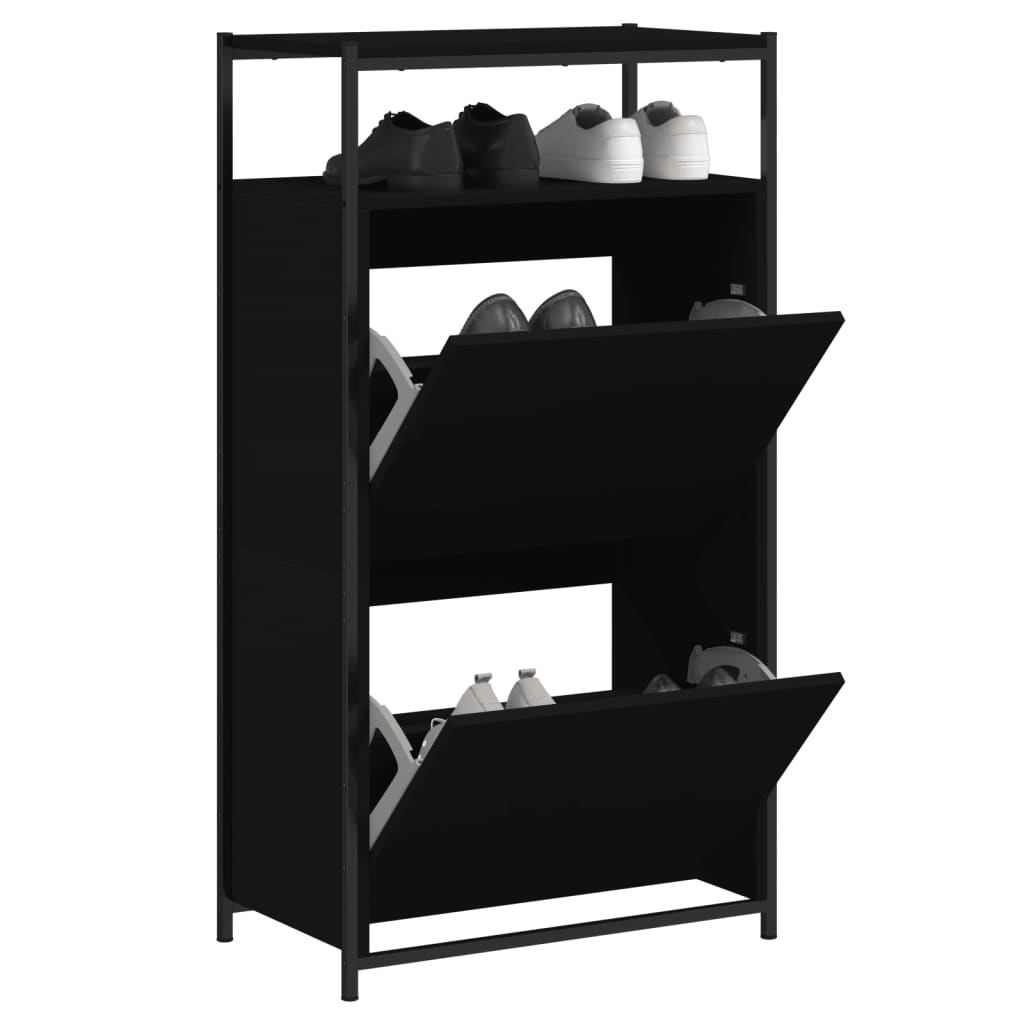 Vidaxl Shoe Cabinet 60x34x112 cm Property Wood Black