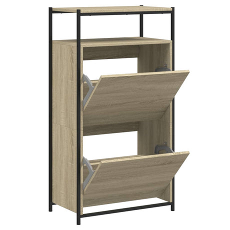 VidaXL Schuhschrank 60x34x112 cm Holzwerkstoff Sonoma-Eiche-farbig