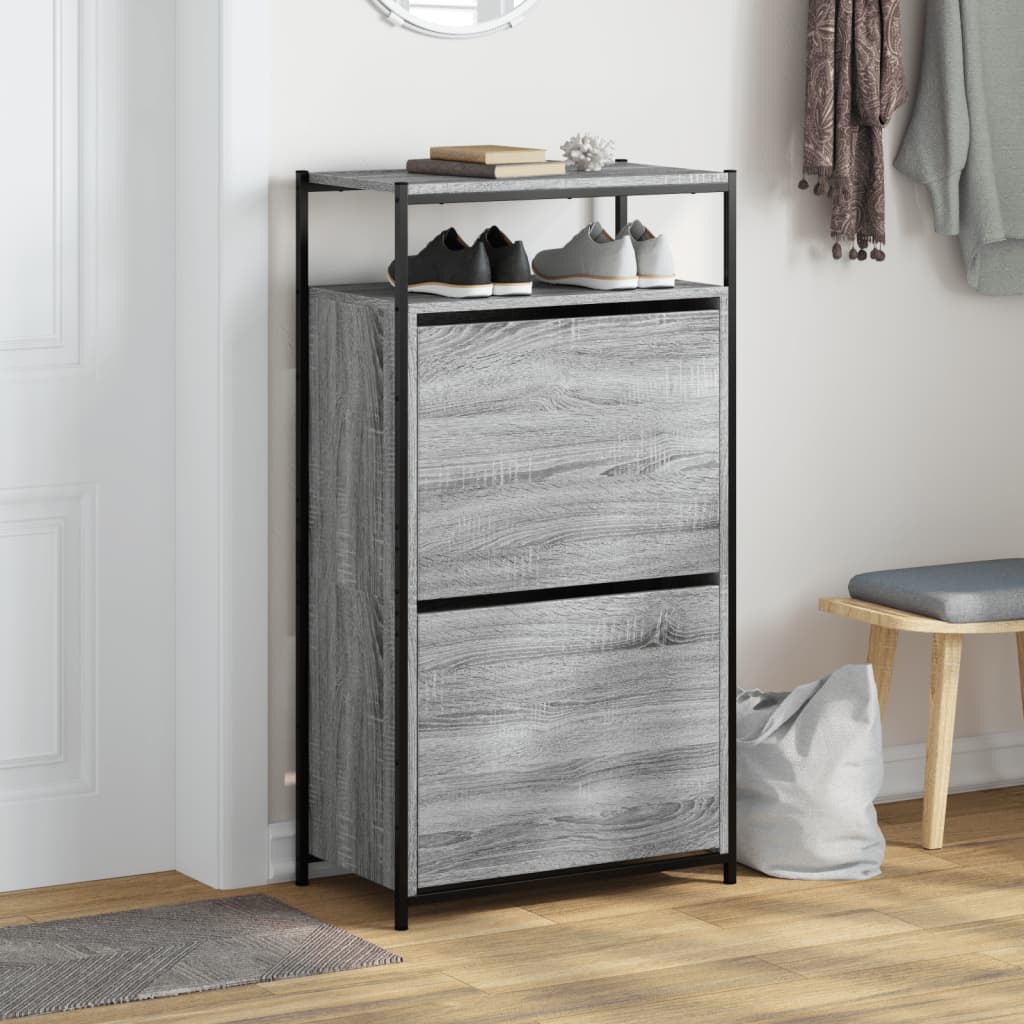 Vidaxx Schuhschrank 60x34x112 cm, Holzwerkstoff, Farbe Sonoma-Eiche grau