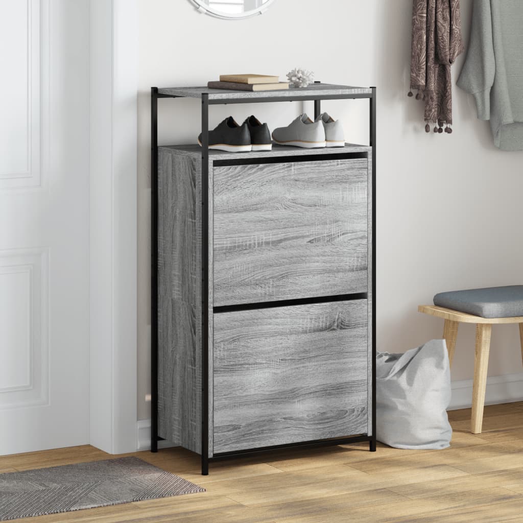 Vidaxl Shoe Cabinet 60x34x112 cm Property Wood Grey Sonoma Oak Color