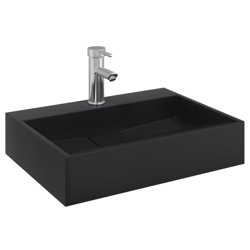 Vidaxl Washbasin 50x38x11 cm de mármol mineral fundido mate negro