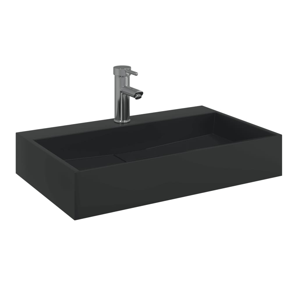 VIDAXL WASHBAIN 60X38X11 CM GAUS MINERAL MARBOM MATTER Schwarz