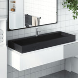 Vidaxl Washbasin 120x46x11 cm Cast Mineral Marble Matte Black