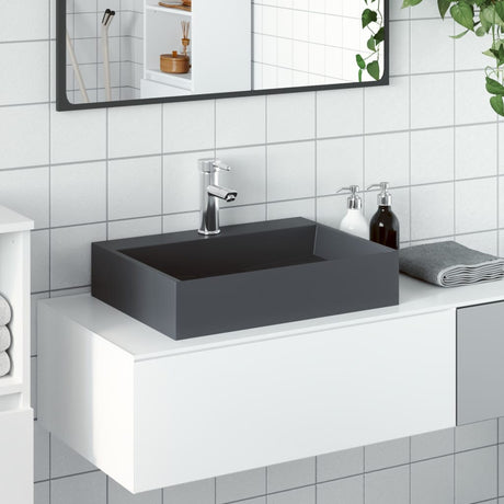 Vidaxx Waschbecken 50x38x11 cm Mineralguss Marmorguss Anthrazit