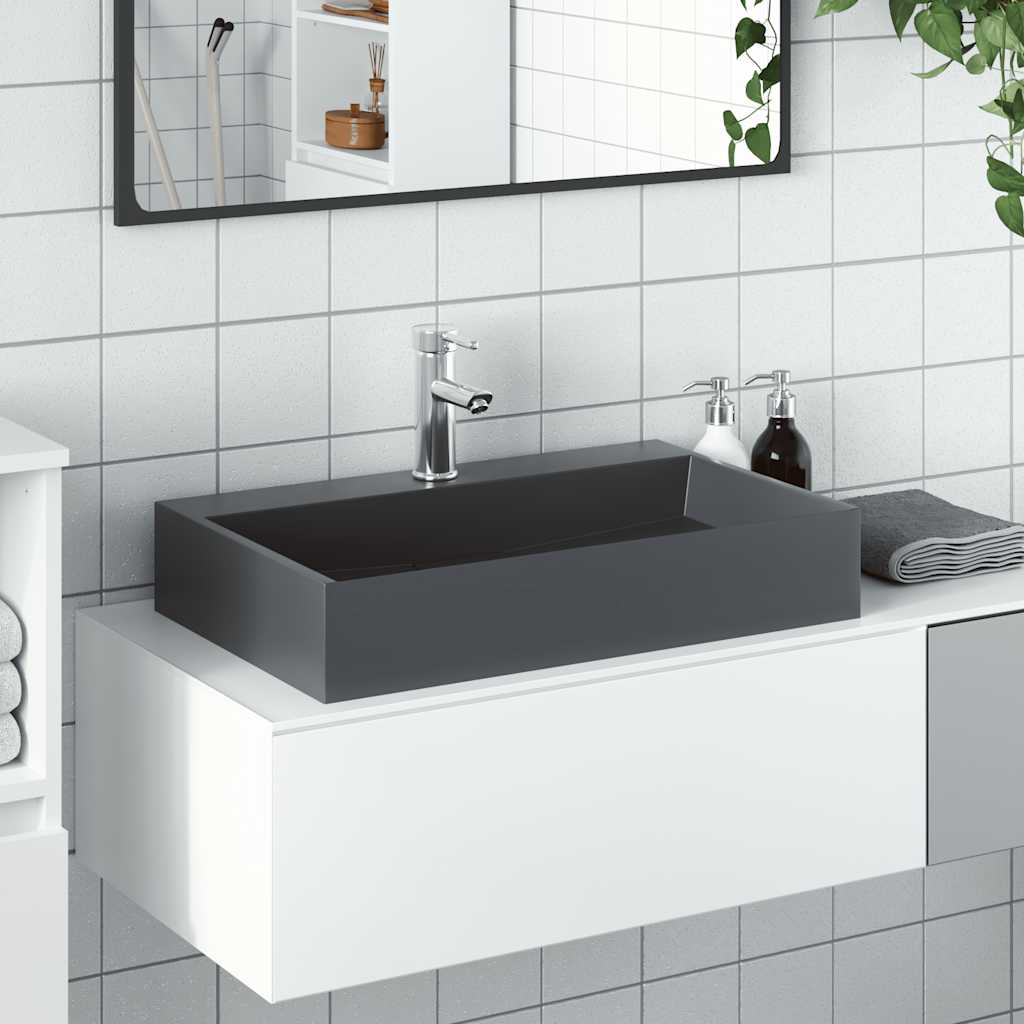 Vidaxx Waschbecken 60x38x11 cm Mineralguss Marmorguss Anthrazit