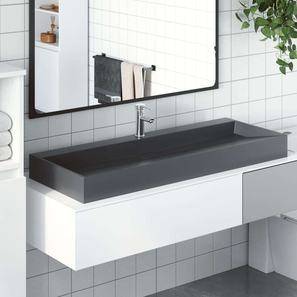 Vidaxl Washbasin 120x46x11 cm Mineral støbt marmor Cast Anthracite