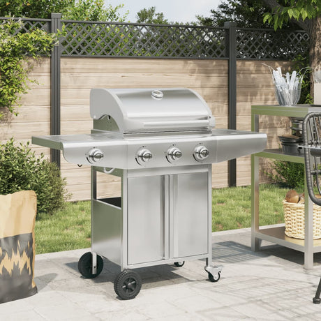 Vidaxl Gasgrill mit 4 Brennern aus Edelstahl silberfarben