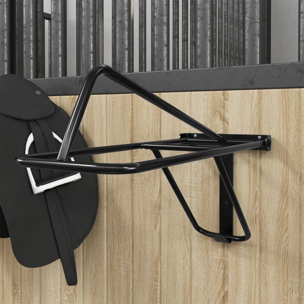 Żelazna czerń z kadłubowaną ścianą Vidaxl Saddle Rack