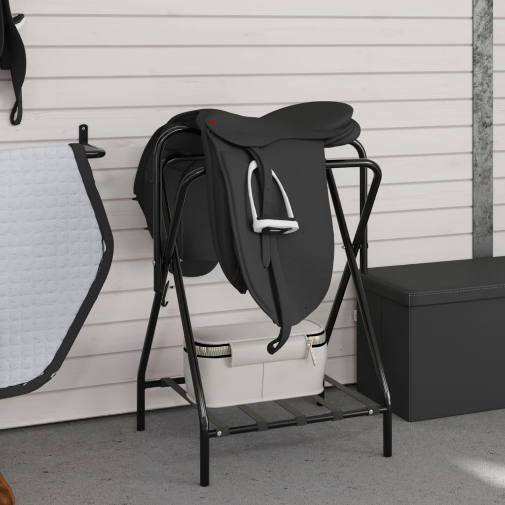 Vidaxl Saddle Rack sammenfoldelig fritliggende jern sort