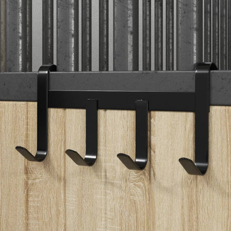 VidaXL Trensenhalter mit 4 Haken aus schwarzem Stahl