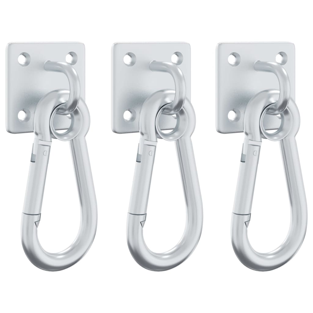 VidaXL Eye plates with carabiner hooks 3 st 360 ° rotating steel silver