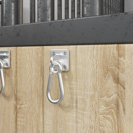 Vidaxx Augenplatten mit Karabiner 3 Stück 360° drehbar Stahl Silber