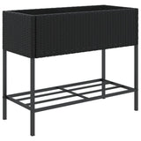 VidaXL Pflanzgefäß mit Ablage Polyrattan schwarz