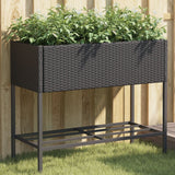 VidaXL Pflanzgefäß mit Ablage Polyrattan schwarz