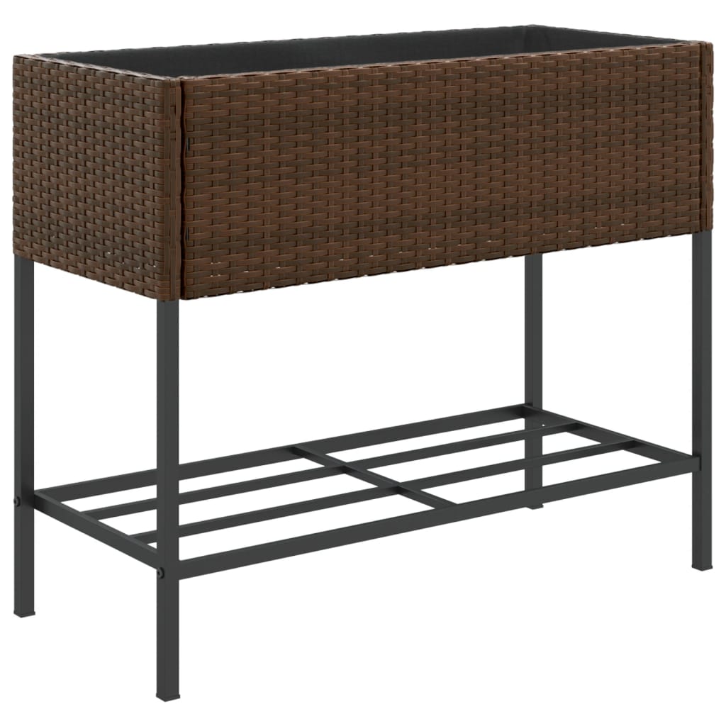 Plannet de Vidaxl con estante Poly Rattan Brown