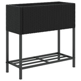 VidaXL Pflanzgefäß mit Ablage Polyrattan schwarz