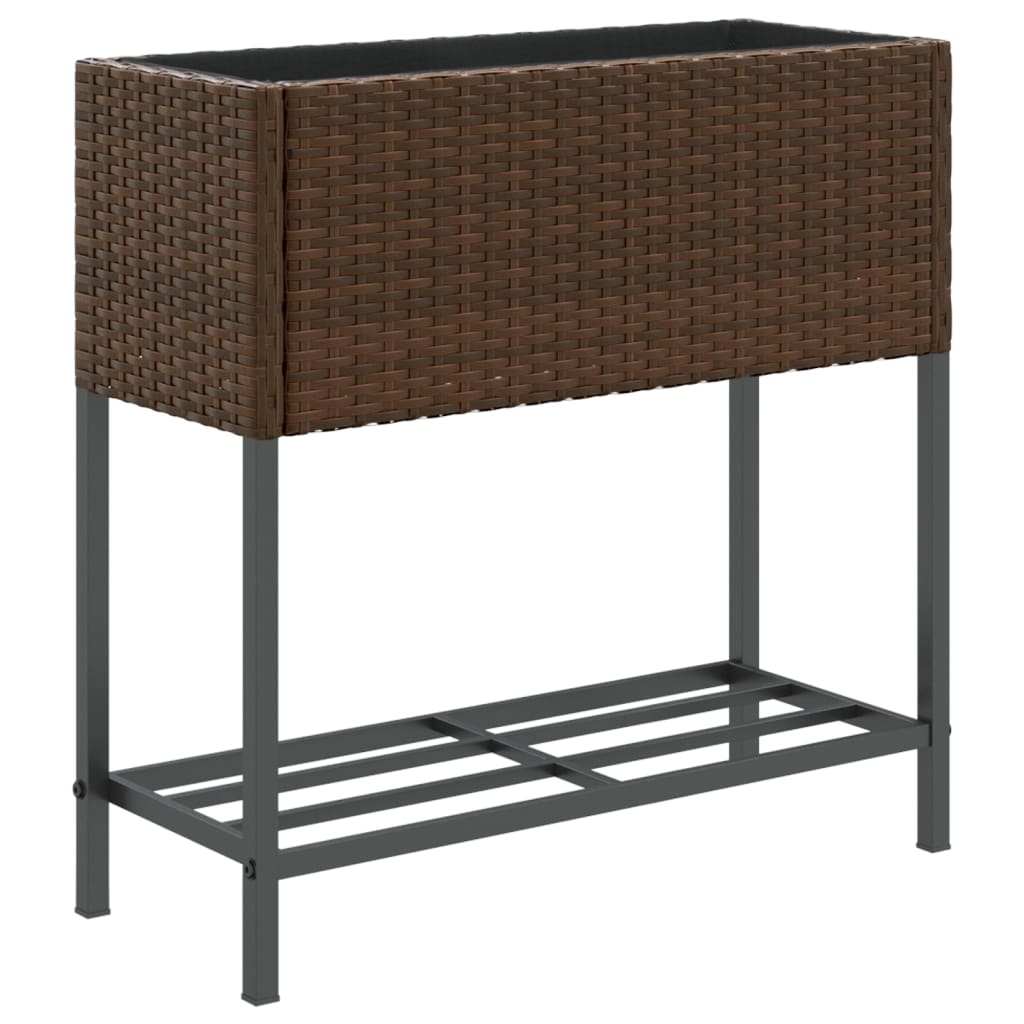 Vidaxl Plannet s polico Poly Rattan Brown